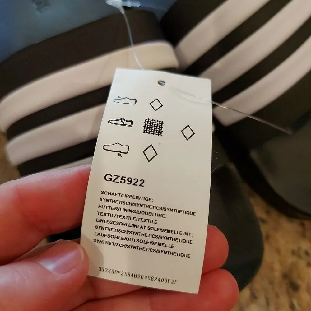 Adidas Adilette Cloudfoam Shower Slides - Core Black / Cloud White NWT Men's 13